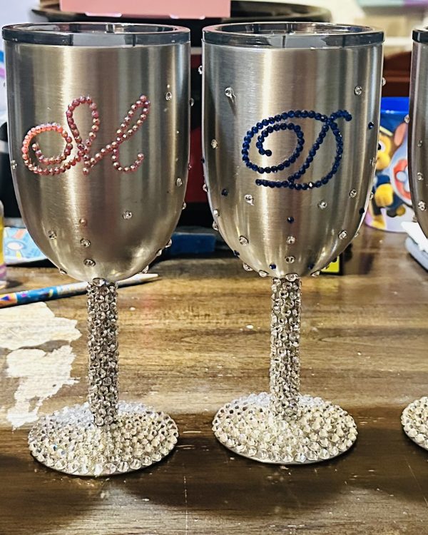 Blinged Wine Tumblers with Stem